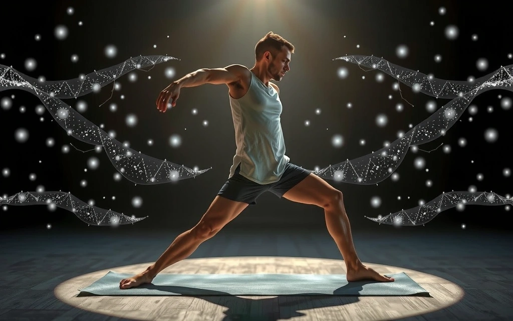 A person practicing yoga on a mat, with transparent layers of data flowing around them, symbolizing data usage and service improvement.